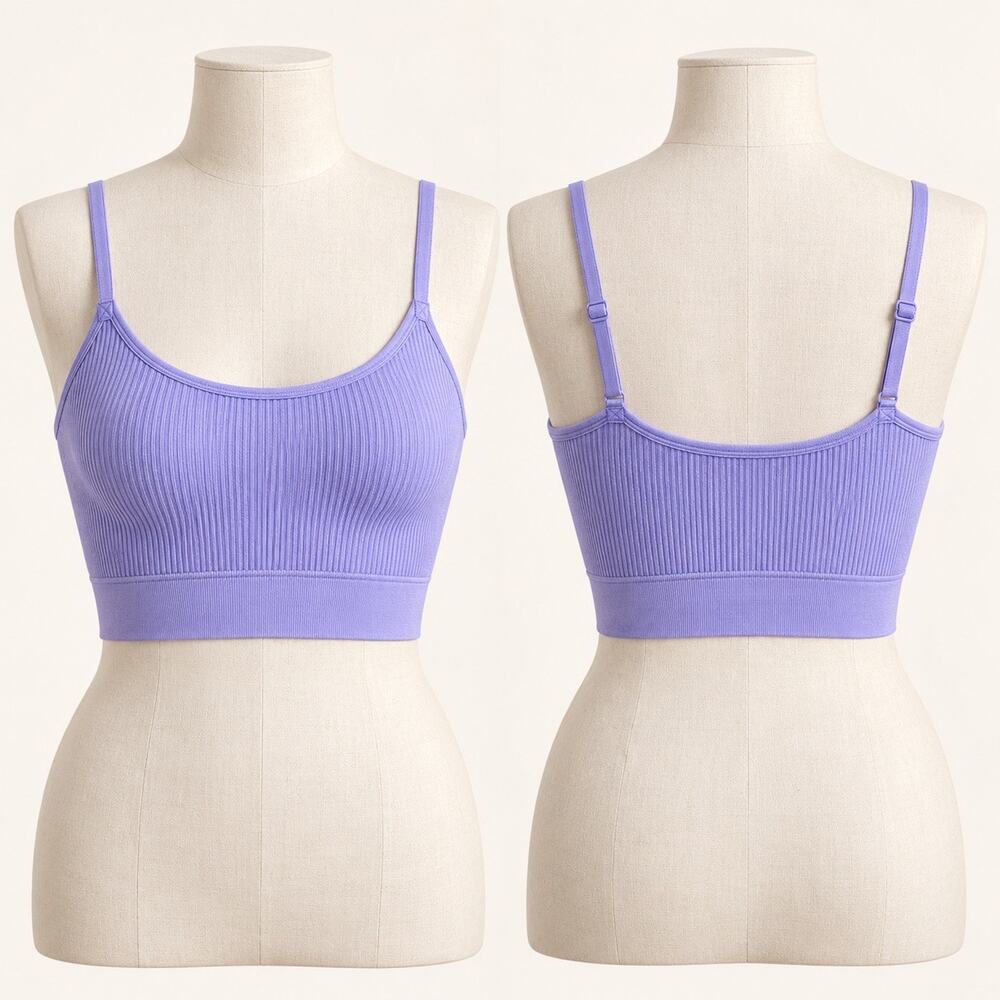 Auden Wireless Lightly Lined Ribbed Bralette Bra Purple S Pullover